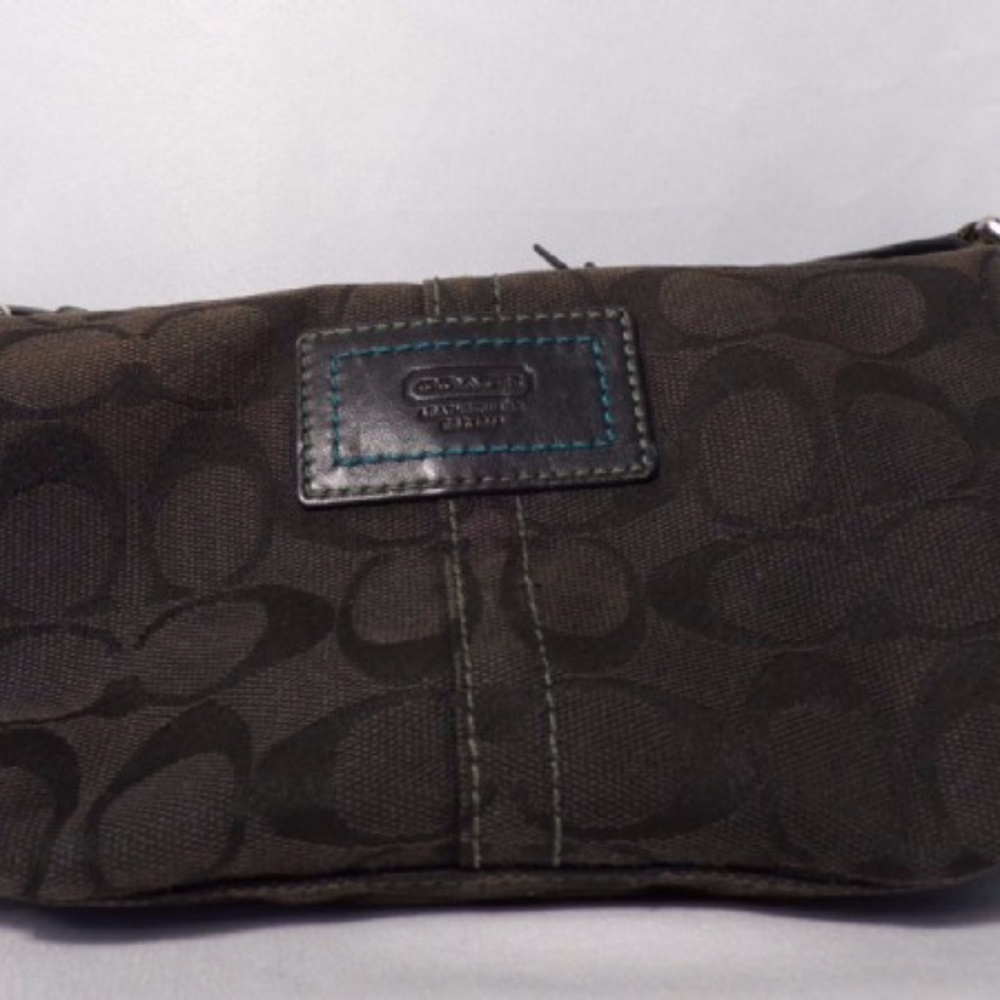 Coach Signature Small Bag Clutch Wristlet Black 9"
